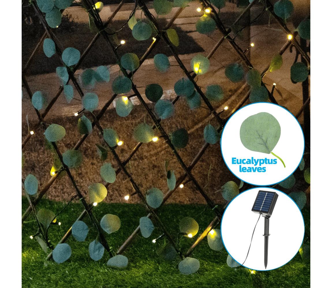 - LED Łańcuch solarny 102xLED/2x0,7m IP65 ciepła biel eukaliptus