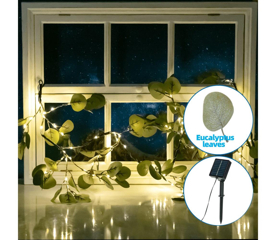 - LED Łańcuch solarny 110xLED/4m IP65 ciepła biel eukaliptus