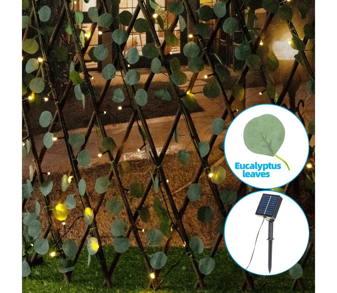 - LED Łańcuch solarny 148xLED/2x1,2m IP65 ciepła biel eukaliptus