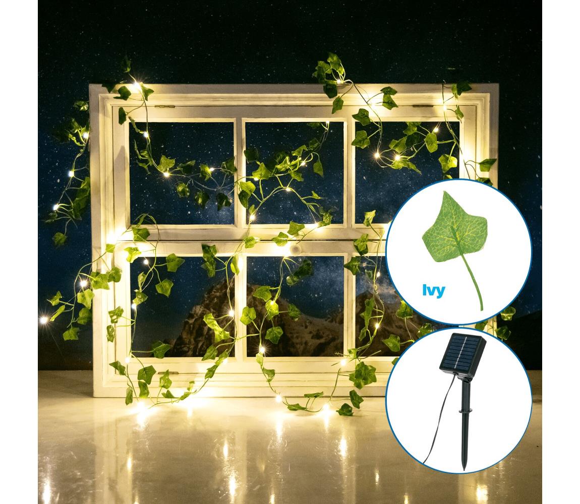 - LED Łańcuch solarny 50xLED/7m IP65 ciepła biel liście