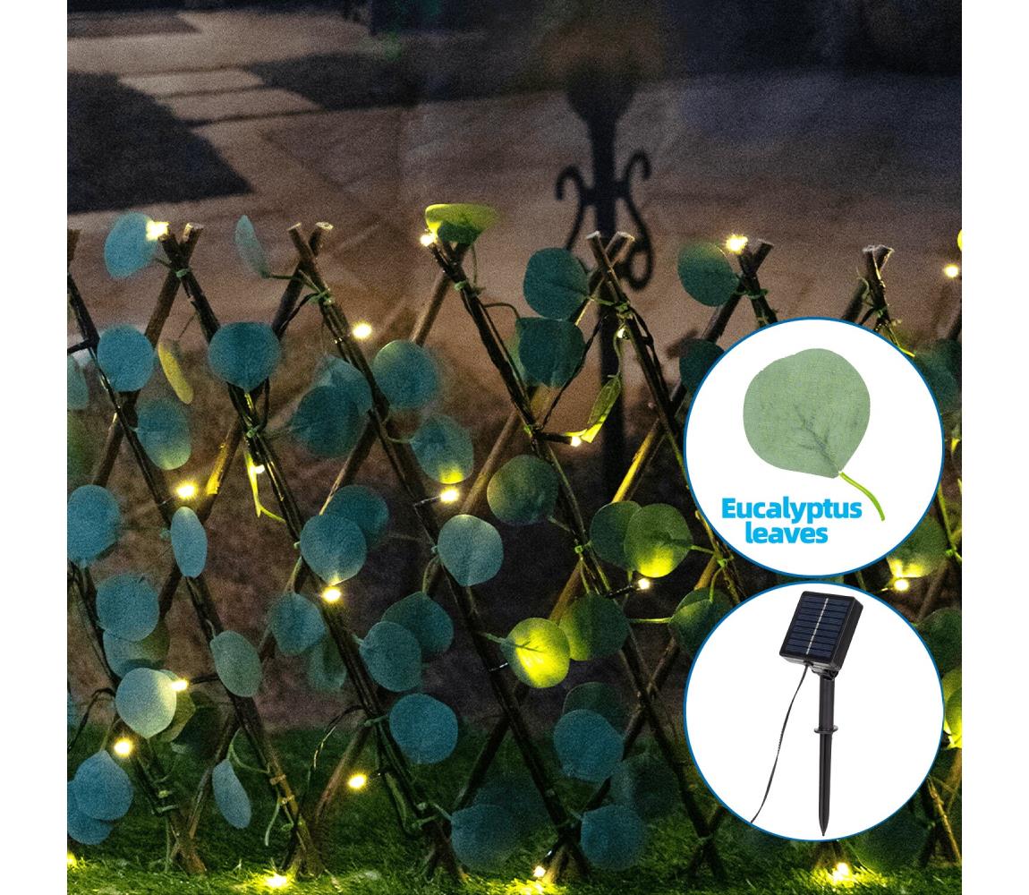 - LED Łańcuch solarny 56xLED/2x0,4m IP65 ciepła biel eukaliptus