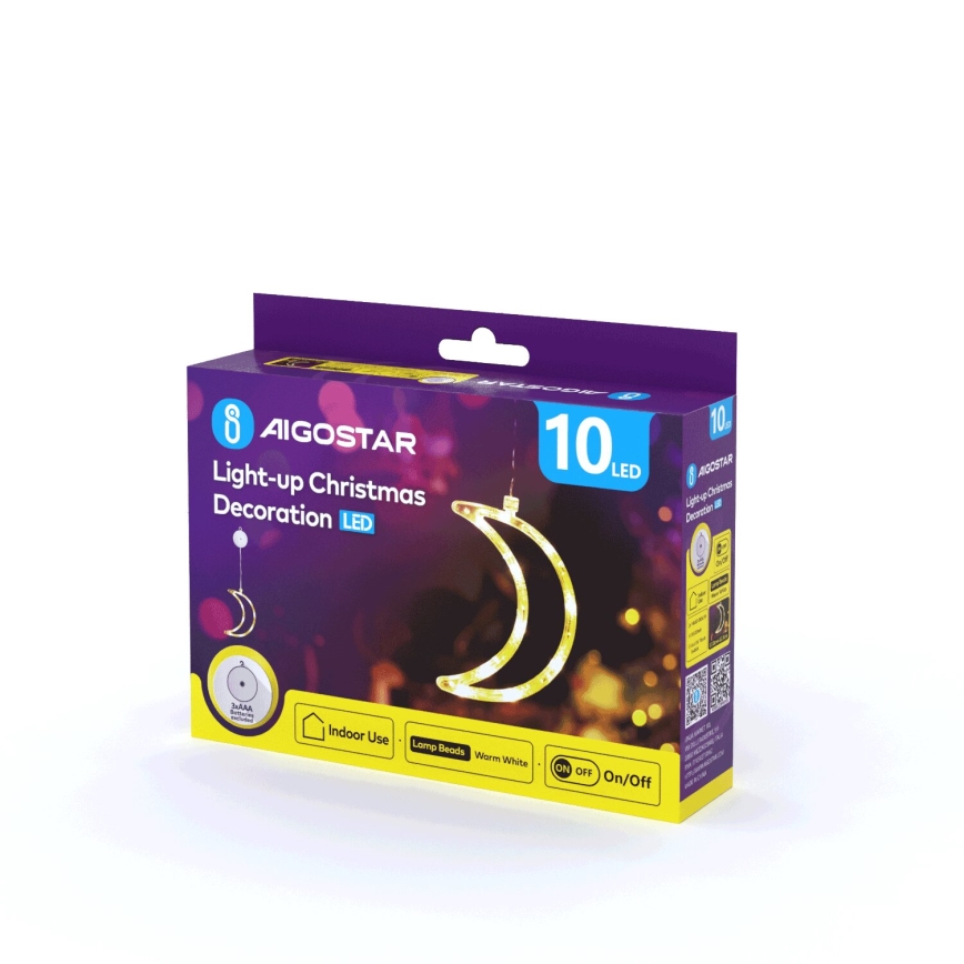 Aigostar - LED Dekoracja bożonarodzeniowa LED/3xAAA księżyc 18,5cm
