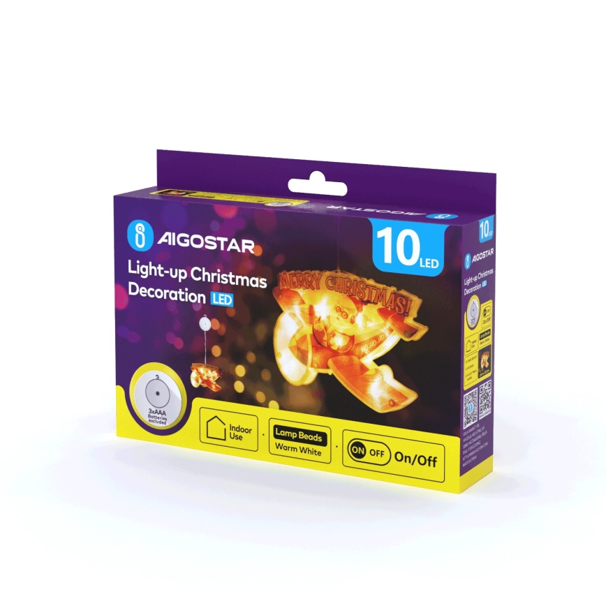 Aigostar - LED Dekoracja bożonarodzeniowa LED/3xAAA Samolot bożonarodzeniowy 17cm