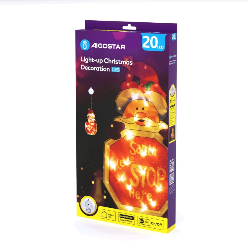 Aigostar - LED Dekoracja bożonarodzeniowa  LED/3xAAA Santa with sign 45cm