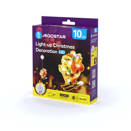 Aigostar - LED Dekoracja bożonarodzeniow aLED/3xAAA Święty Mikołaj na nartach 23cm