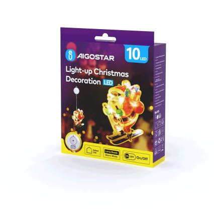 Aigostar - LED Dekoracja bożonarodzeniow aLED/3xAAA Święty Mikołaj na nartach 23cm