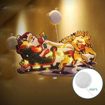 Aigostar - LED Dekoracja bożonarodzeniowa LED/3xAAA Święty Mikołaj z reniferami 13,4cm