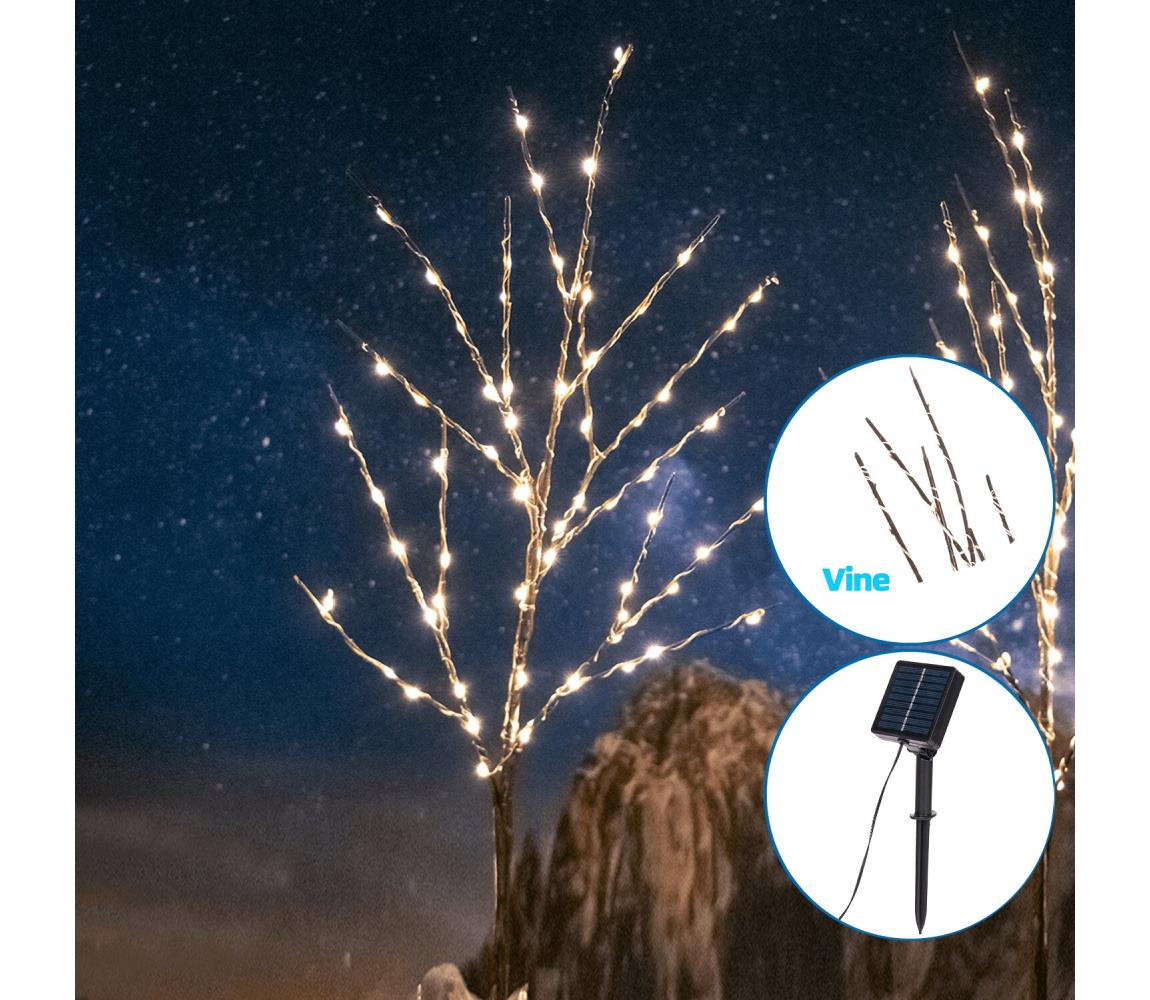 - LED Dekoracja solarna 140xLED/3m IP65 ciepła biel winorośl