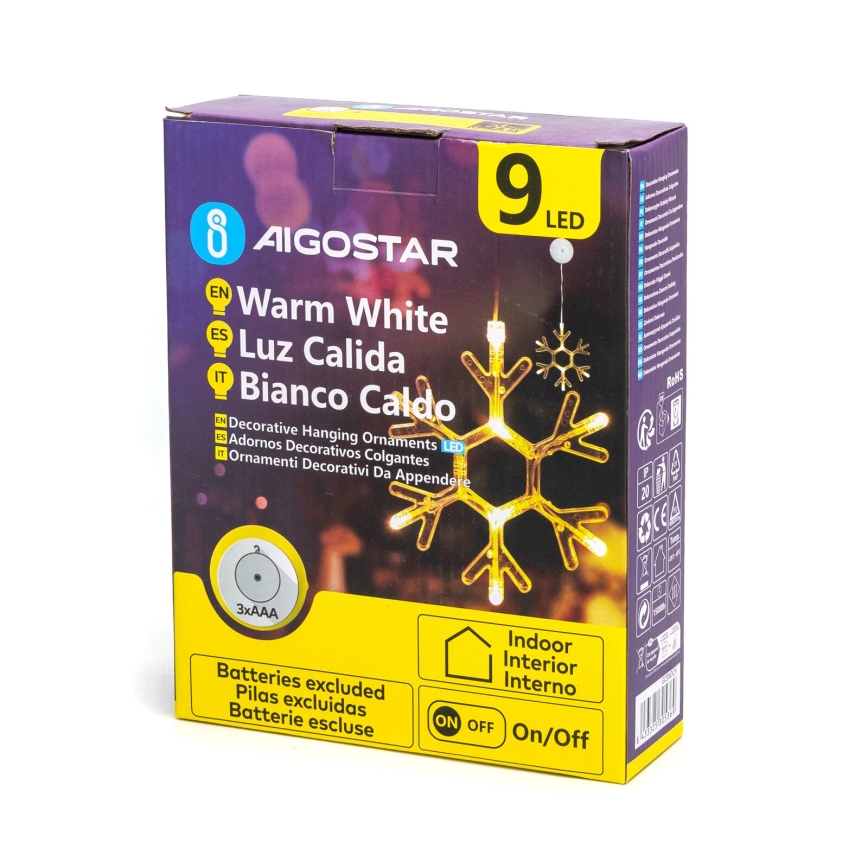 Aigostar - LED Dekoracja świąteczna LED/3xAAA ciepła biel płatek śniegu 19cm