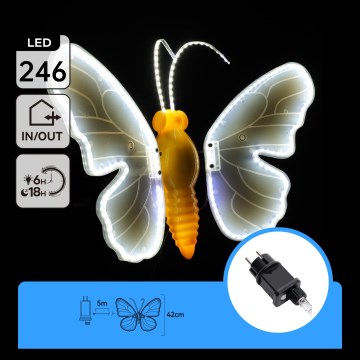 Aigostar - LED Dekoracja zewnętrzna 246xLED/9W/230V 42 cm IP44 motyl/zimna biała