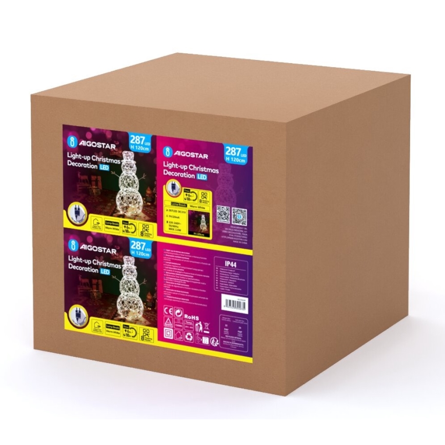 Aigostar - LED Zewnętrzna dekoracja świąteczna 3,6W/31/230V 2700K 120 cm IP44 bałwanek