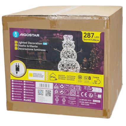Aigostar - LED Zewnętrzna dekoracja świąteczna 3,6W/31/230V 2700K 120 cm IP44 bałwanek