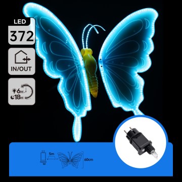 Aigostar - LED Dekoracja zewnętrzna 372xLED 60 cm IP44 motyl/niebieski