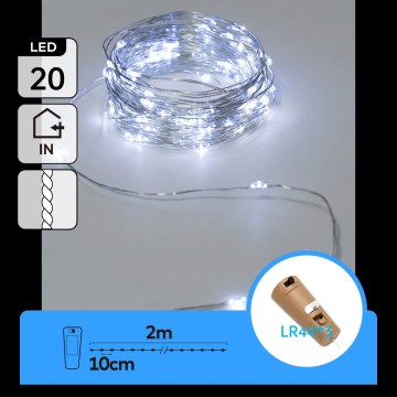 Aigostar - LED dekoracyjny łańcuch z korkiem do butelki 20xLED/3xLR44 2m zimna biała