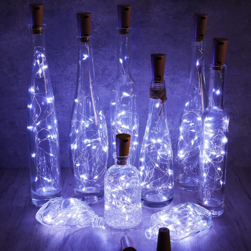 Aigostar - LED dekoracyjny łańcuch z korkiem do butelki 20xLED/3xLR44 2m zimna biała