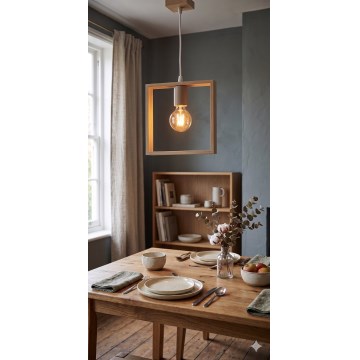 Aigostar - LED drewniana lampa wisząca na przewodzie 1xE27/9W/230V 2200K sosna