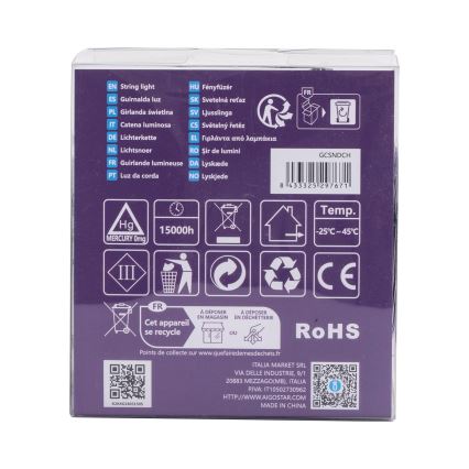 Aigostar - zewnętrzny łańcuch LED 200xLED/8 funkcji 3xAA 10,3m IP44 ciepła biel