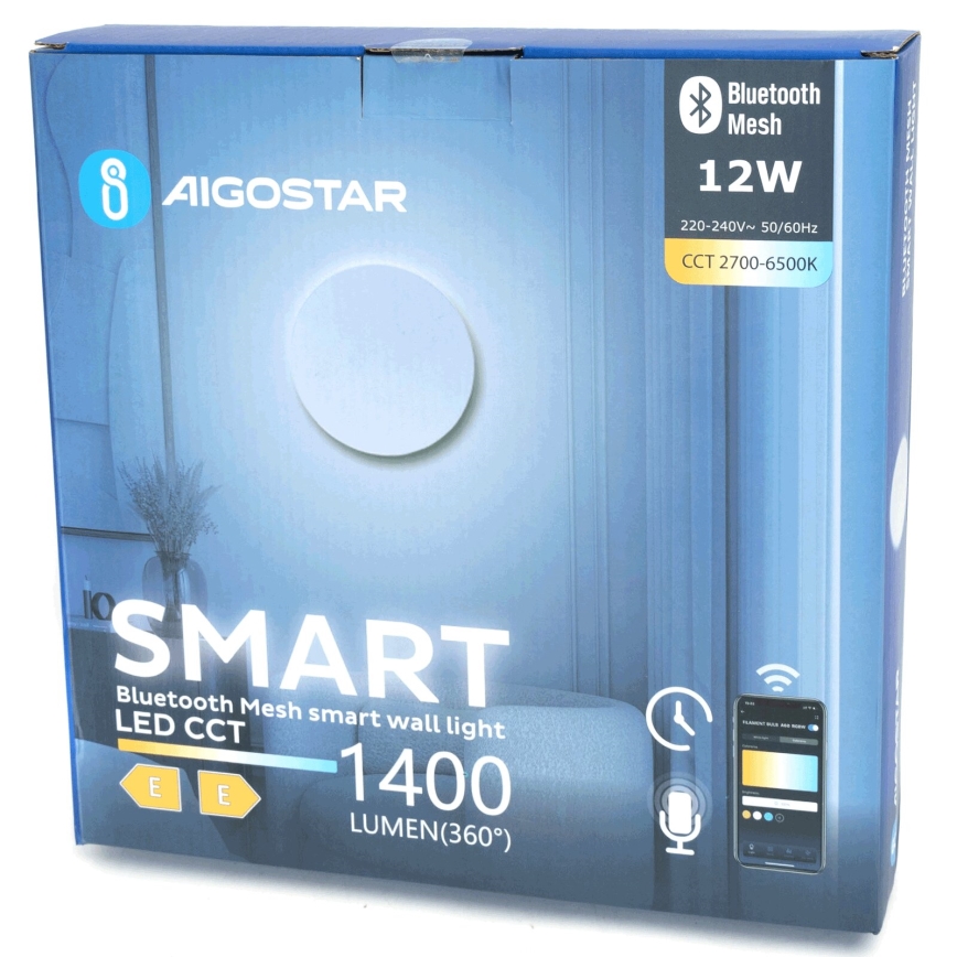 Aigostar - LED Kinkiet ściemnialny MESH Inteligentny LED/12W/230V 2700-6500K biały