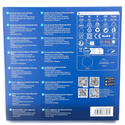 Aigostar - LED Kinkiet ściemnialny MESH Inteligentny LED/12W/230V 2700-6500K czarny
