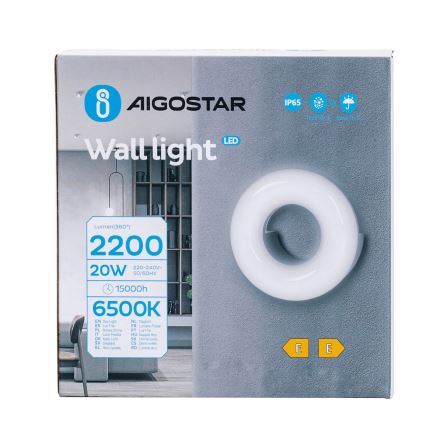 Aigostar - LED Kinkiet zewnętrzny LED/20W/230V 6500K IP65 czarny