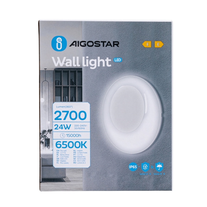 Aigostar - LED Kinkiet zewnętrzny LED/24W/230V 6500K IP65 biały