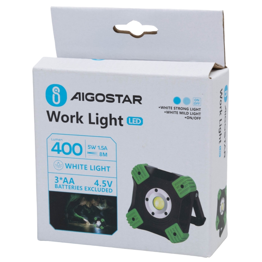 Aigostar - LED Lampa robocza LED/5W/3xAA 6500K IP44
