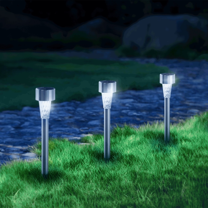 Aigostar - LED Lampa solarna LED/0,006W/1,2V 40 mAh 29,5 cm matowy chrom 6500K IP44