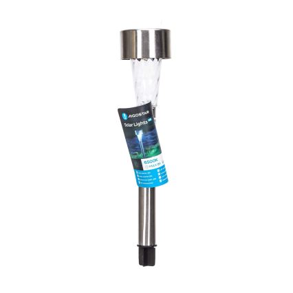 Aigostar - LED Lampa solarna LED/0,006W/1,2V 40 mAh 29,5 cm matowy chrom 6500K IP44