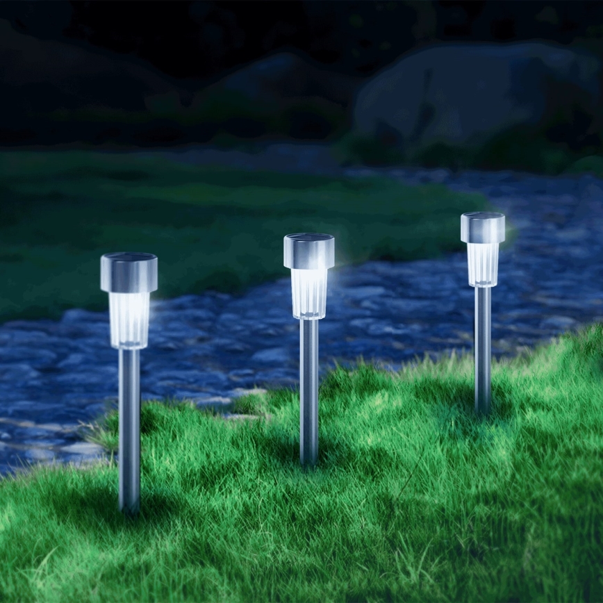 Aigostar - LED Lampa solarna LED/0,006W/1,2V 29,5 cm 40 mAh matowy chrom 6500K IP44
