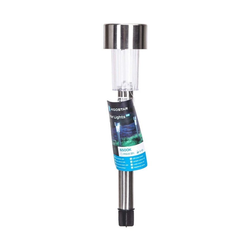 Aigostar - LED Lampa solarna LED/0,006W/1,2V 29,5 cm 40 mAh matowy chrom 6500K IP44
