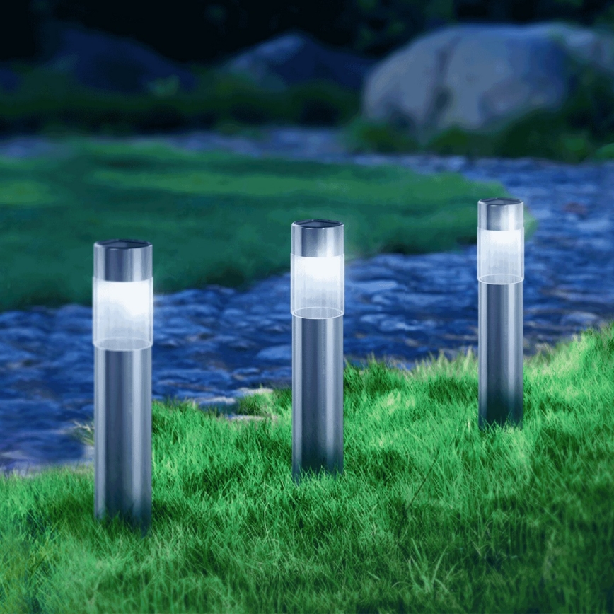 Aigostar - LED Lampa solarna LED/0,006W/1,2V 31,5 cm matowy chrom 6500K IP44