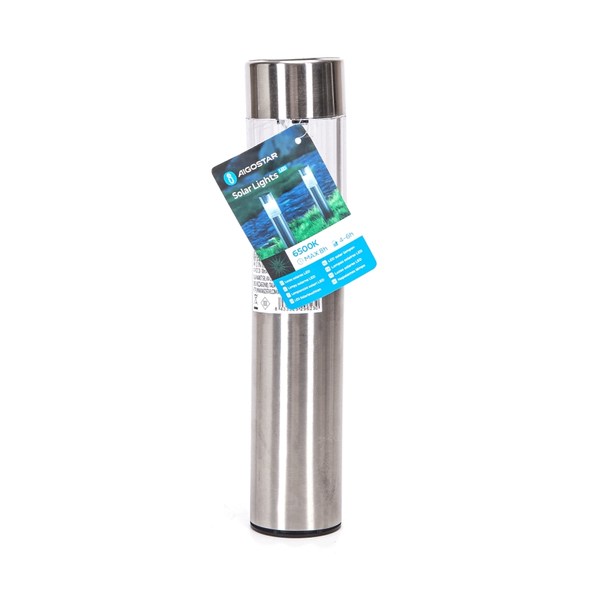 Aigostar - LED Lampa solarna LED/0,006W/1,2V 31,5 cm matowy chrom 6500K IP44