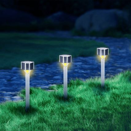 Aigostar - LED Lampa solarna LED/0,006W/1,2V 32cm matowy chrom 2700K IP44