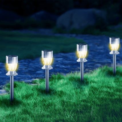 Aigostar - LED Lampa solarna LED/0,006W/1,2V 35,5cm matowy chrom 2700K IP44 100 mAh