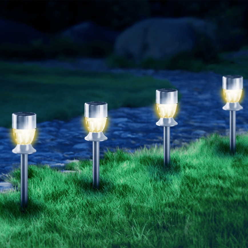 Aigostar - LED Lampa solarna LED/0,006W/1,2V 35,5cm matowy chrom 2700K IP44 100 mAh