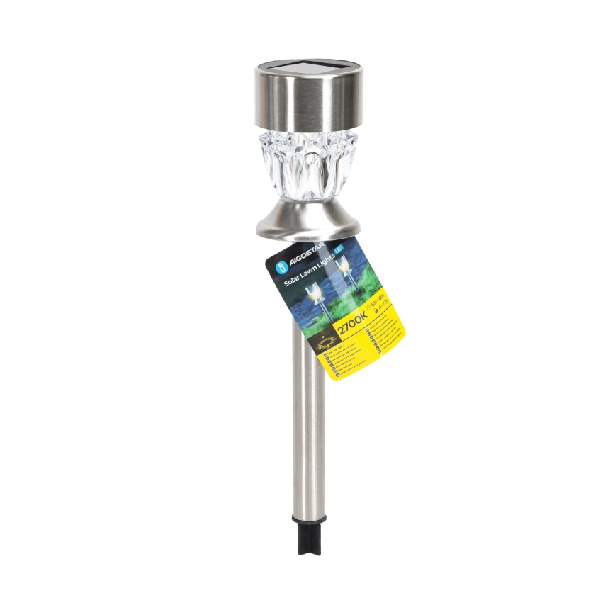 Aigostar - LED Lampa solarna LED/0,006W/1,2V 35,5cm matowy chrom 2700K IP44 100 mAh