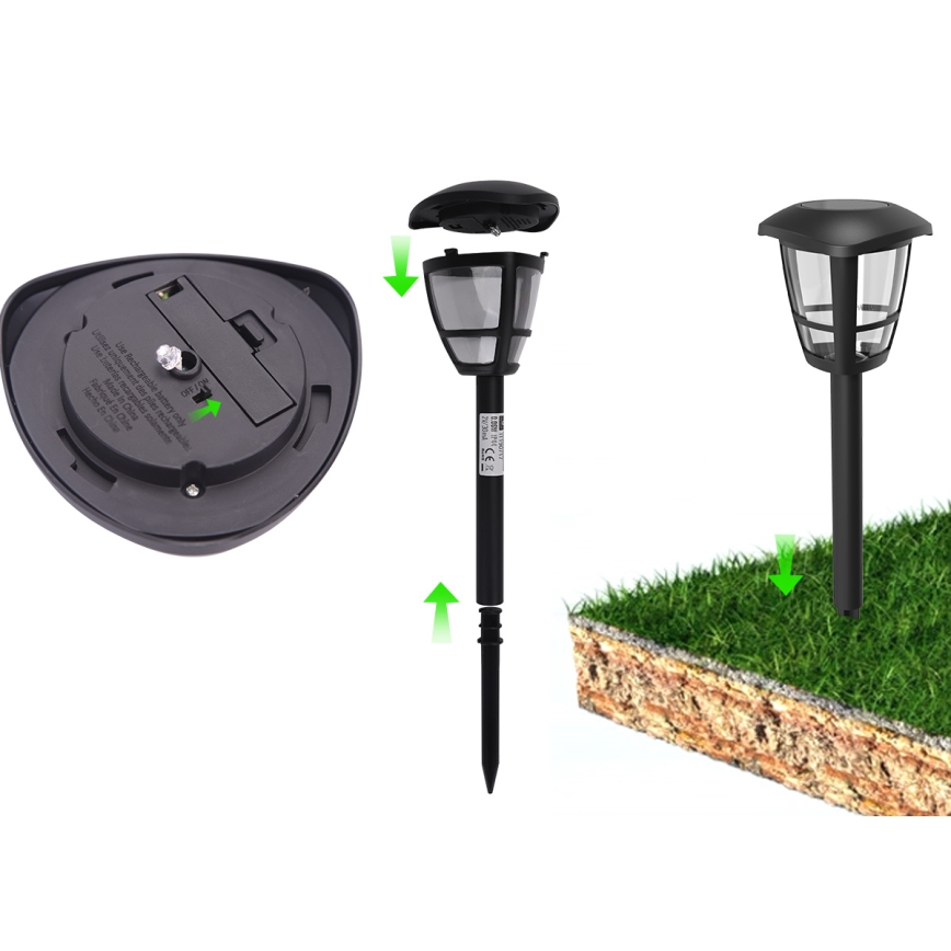 Aigostar - LED Lampa solarna LED/0,06W/2V 100 mAh 33,8 cm 6500K IP44 czarny
