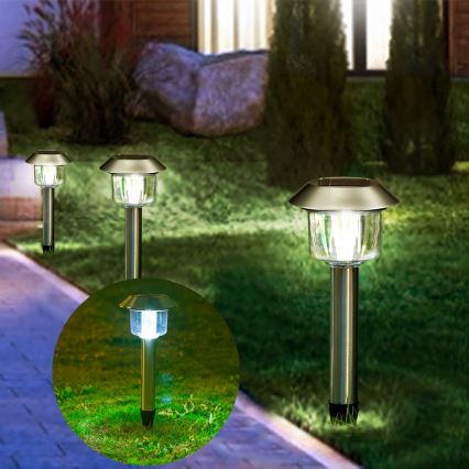 Aigostar - LED Lampa solarna LED/0,08W/2V 36,6 cm 6500K IP44 matowy chrom
