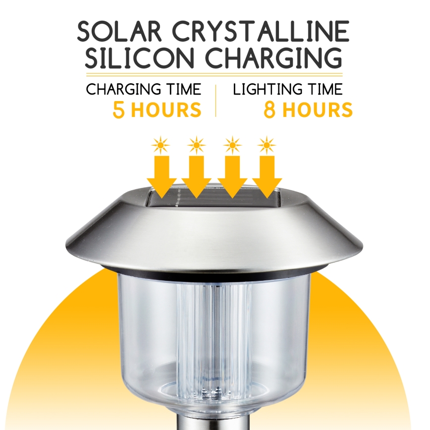 Aigostar - LED Lampa solarna LED/0,08W/2V 36,6 cm 6500K IP44 matowy chrom