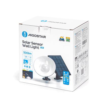 Aigostar - LED Lampa solarna z czujnikiem LED/3,2V 3000K/4000K/6500K IP65 5000 mAh zdalne sterowanie