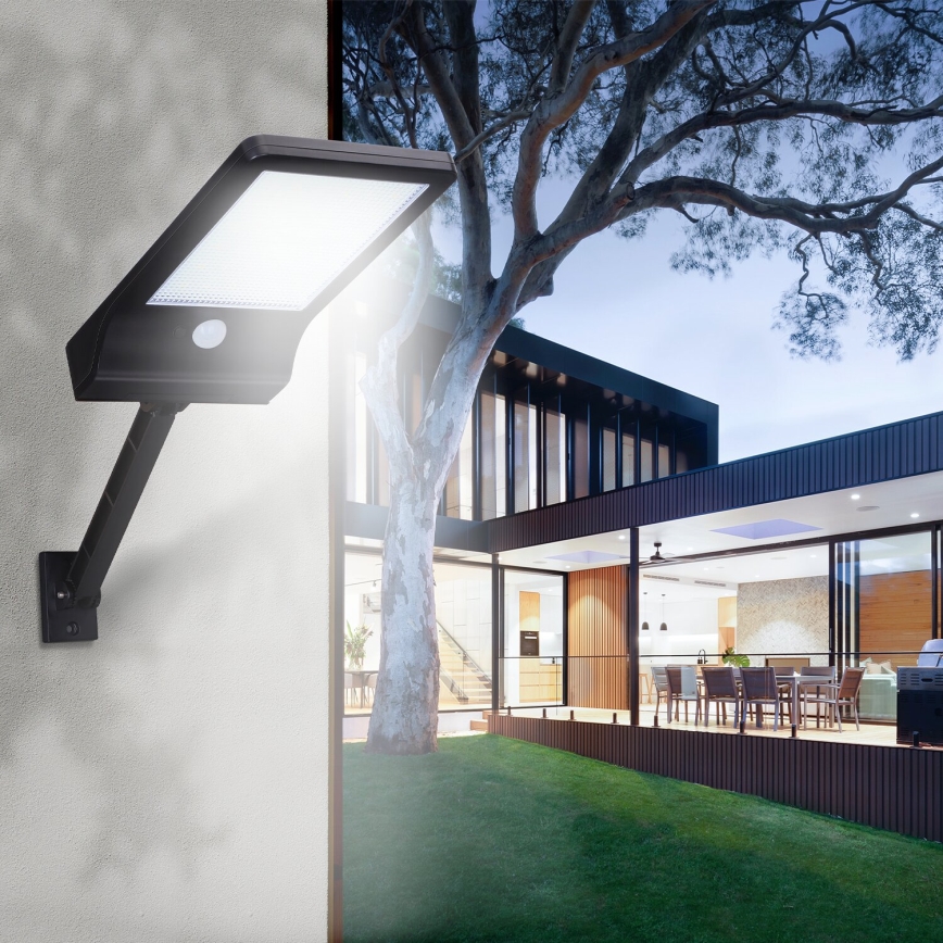 Aigostar - LED Solarna lampa uliczna z czujnikiem LED/3W/3,7V1800 mAh IP44 3000/4000/5000K + zdalne sterowanie
