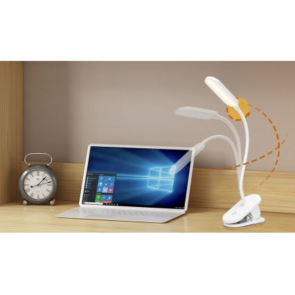 Aigostar - Regulowana jasność LED Lampka biurkowa z klipsem LED/2,5W/5V 1200mAh biała