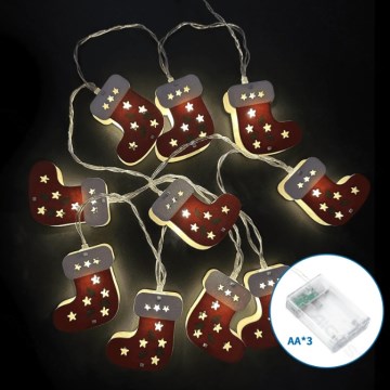 Aigostar - LED lampki świąteczne 10xLED/3xAA 1,5m ciepłe białe skarpety