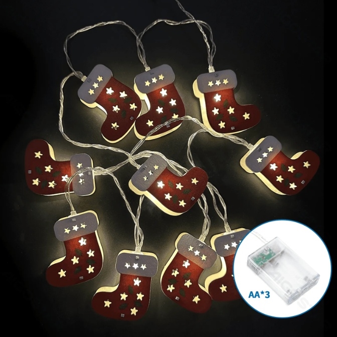 Aigostar - LED lampki świąteczne 10xLED/3xAA 1,5m ciepłe białe skarpety
