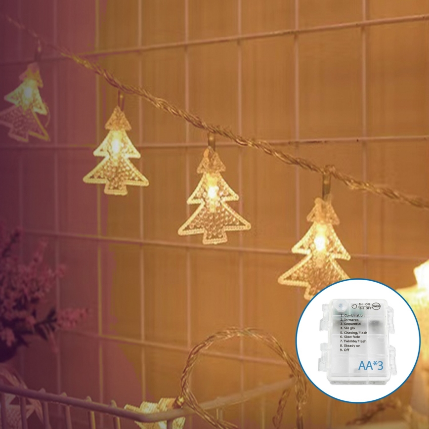 Aigostar - LED Łańcuch bożonarodzeniowy 20xLED/3xAA 3,3m drzewa