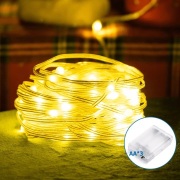 Aigostar - LED Łańcuch bożonarodzeniowy 50xLED/3xAA 5,3m ciepła biel