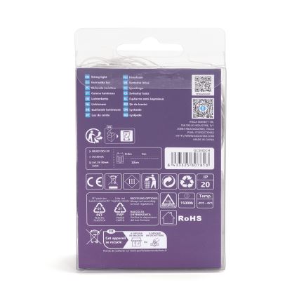 Aigostar - LED Łańcuch bożonarodzeniowy 50xLED/3xAA 5,3m ciepła biel