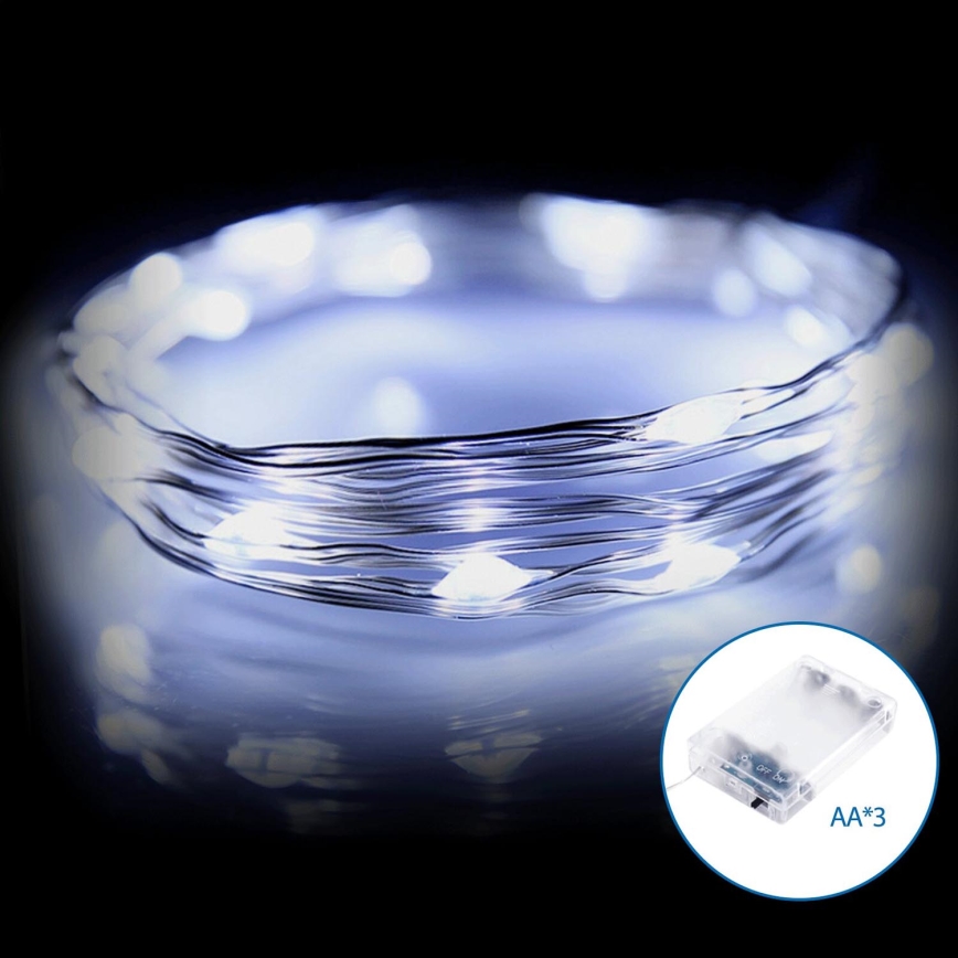 Aigostar - LED Łańcuch bożonarodzeniowy  50xLED/3xAA 5,3m zimna biel