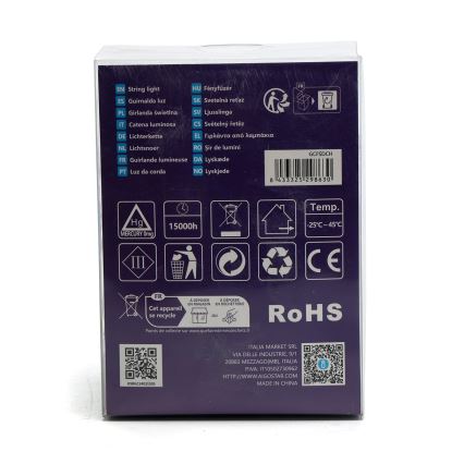 Aigostar - Zewnętrzny dekoracyjny łańcuch LED 50xLED/8 funkcji/3xAA 5,3m IP44 zimna biel