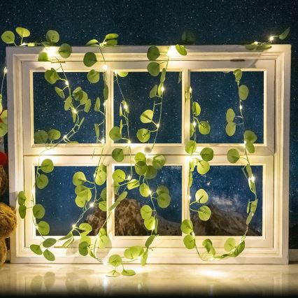 Aigostar - LED Łańcuch solarny 100xLED/12m IP65 ciepła biel eukaliptus